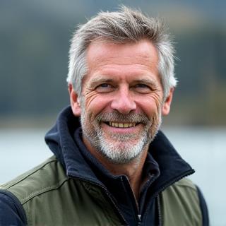 Porträt von Markus Fischer, einem erfahrenen Angler und Produktberater, mittleren Alters mit freundlichem Lächeln.