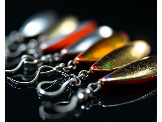 Glänzende Forellen-Spoons in verschiedenen Farben und Grössen