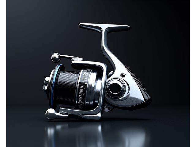 Hochwertige Stationärrolle auf schwarzem Hintergrund