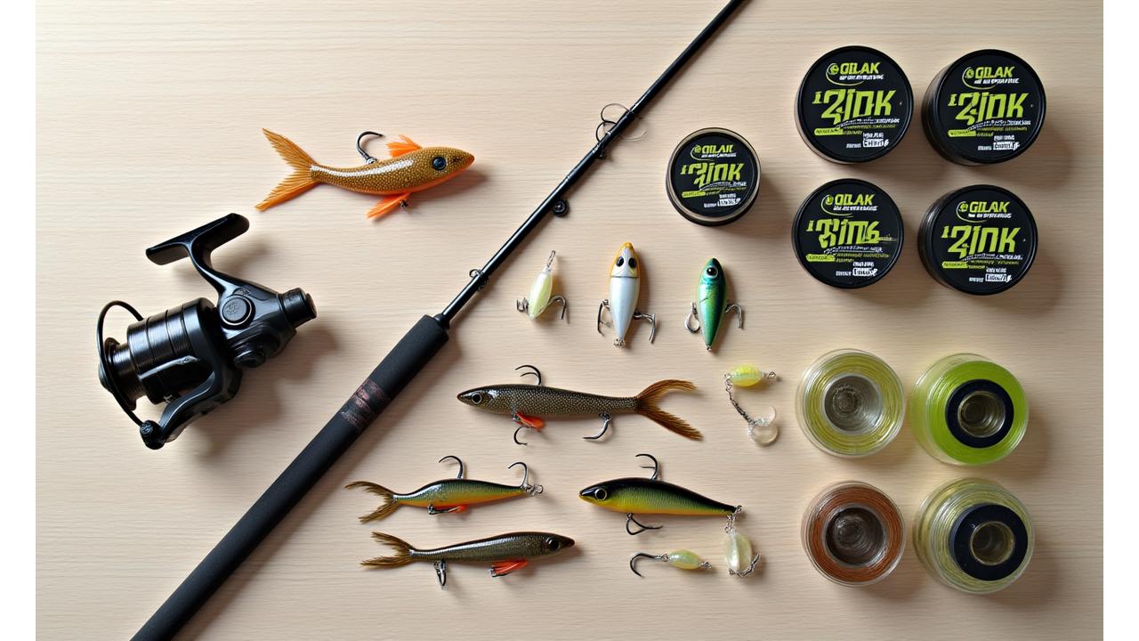 Auswahl an verschiedenen Angelködern und Angelschnüren passend zu einer Combo