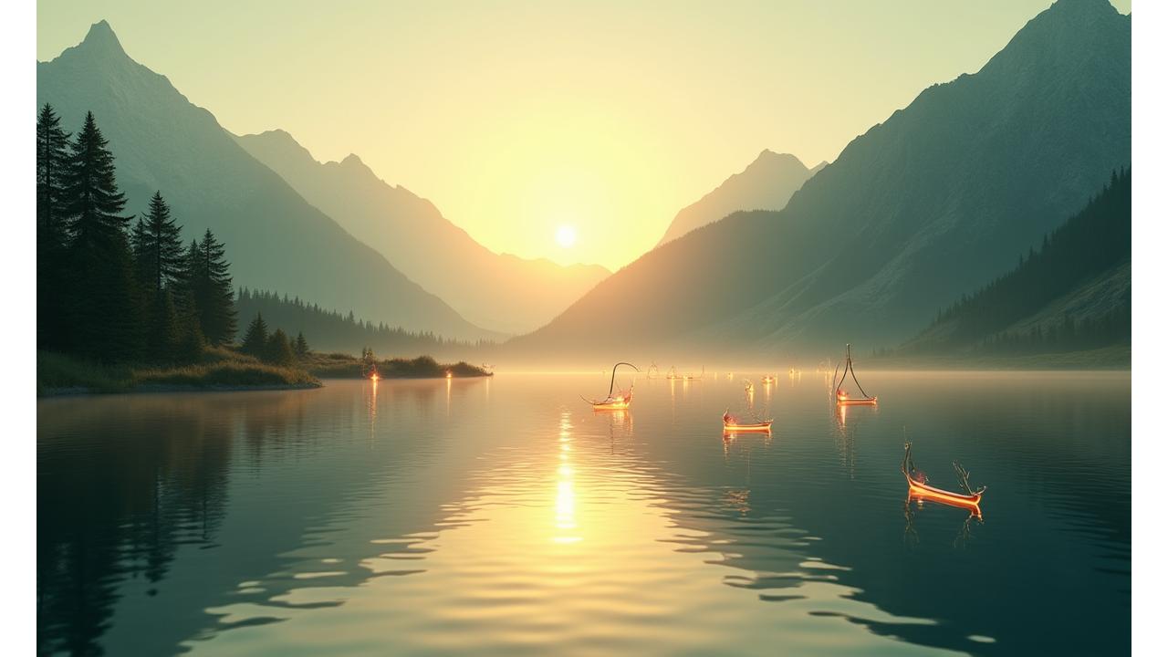 Gründungsgeschichte von AlpenAngler Outfitters, symbolisiert durch eine Zeitlinie mit Angelmotiv